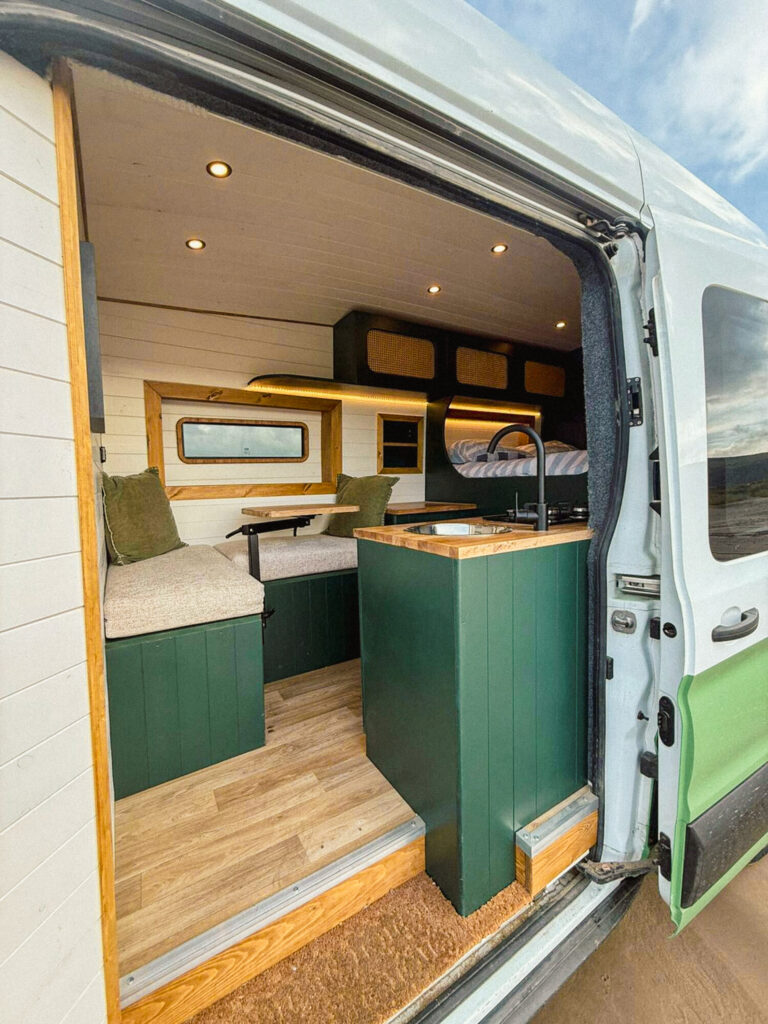 Cozy campervan interior with seating
