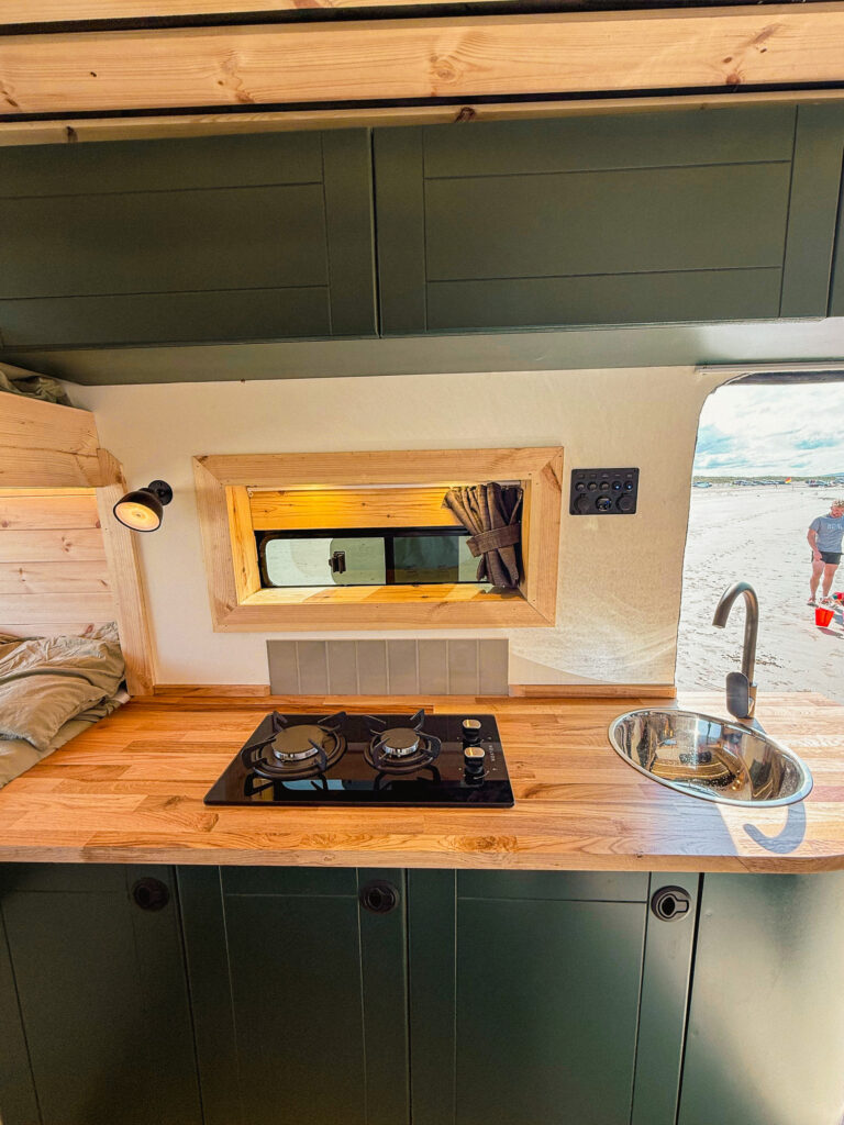 Compact campervan kitchen with essentials