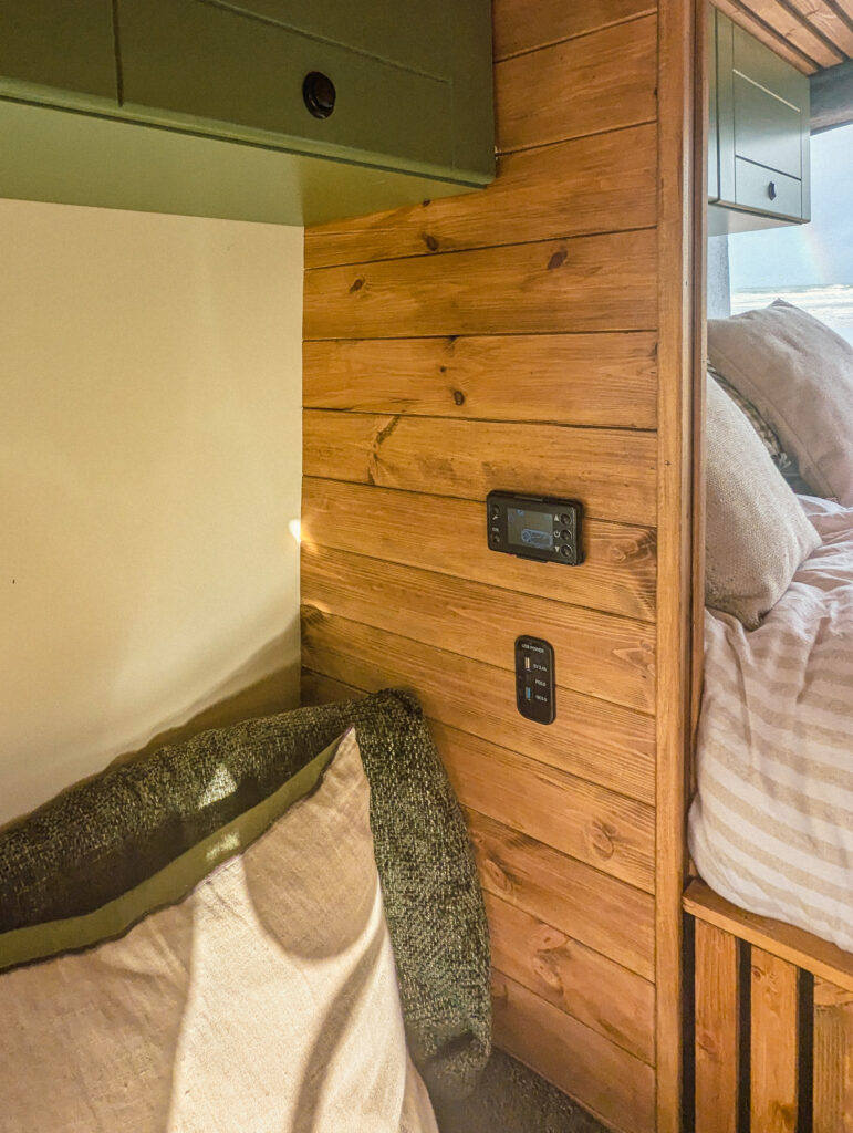 Cozy campervan interior with wood accents