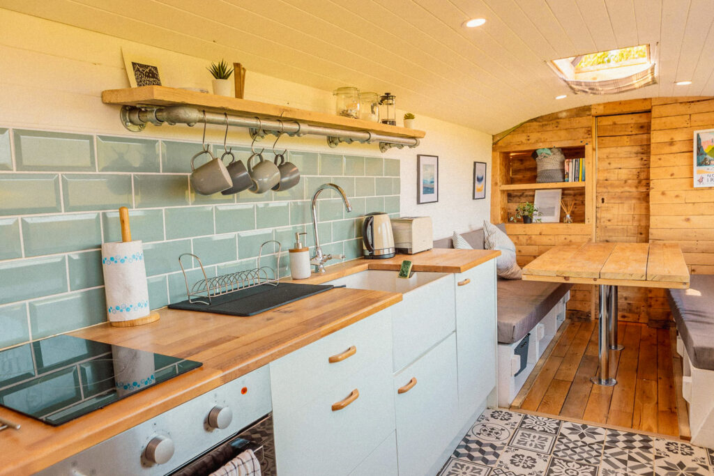 Cozy campervan kitchen interior design