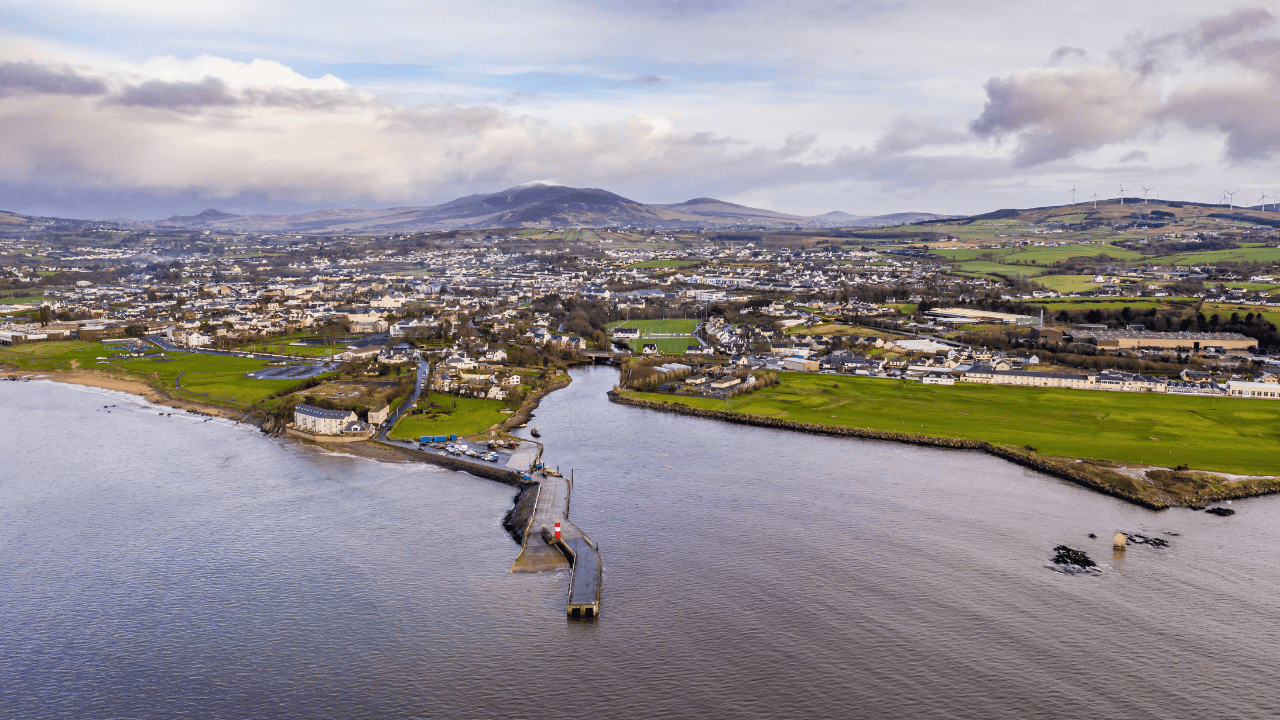 Aerial view of Buncrana town in County Donegal.