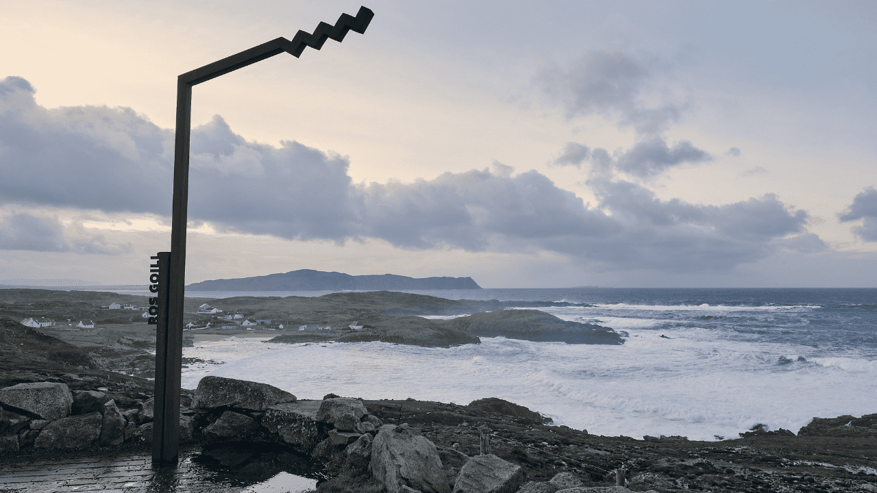 Waves breaking along the rocky coast of the Rosguill Peninsula.